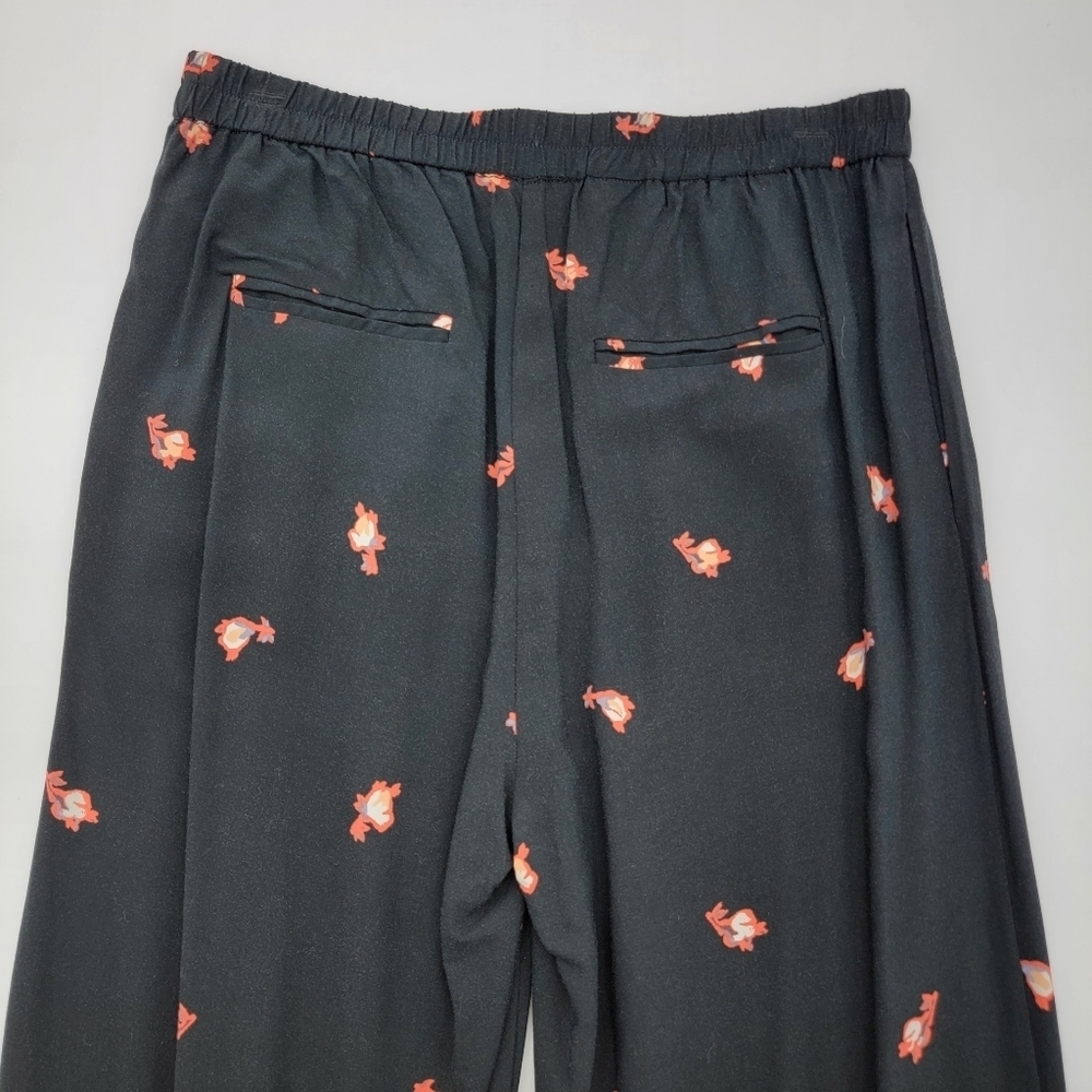 Anthropologie Ett Twa Black Floral Cropped Wide Leg Pants Womens Size XS Petite - Picture 9 of 16